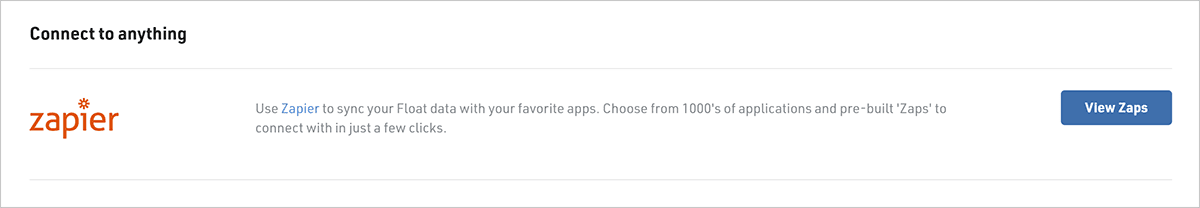Connect Zapier in Float screenshot