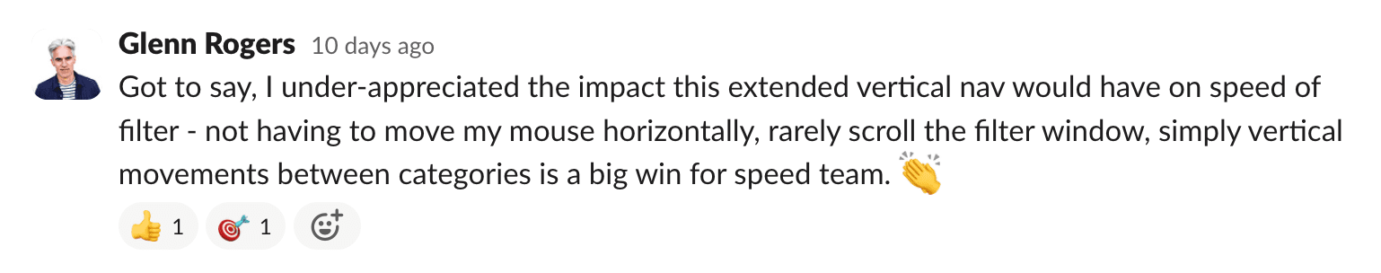Glenn's feedback on filter drop-down