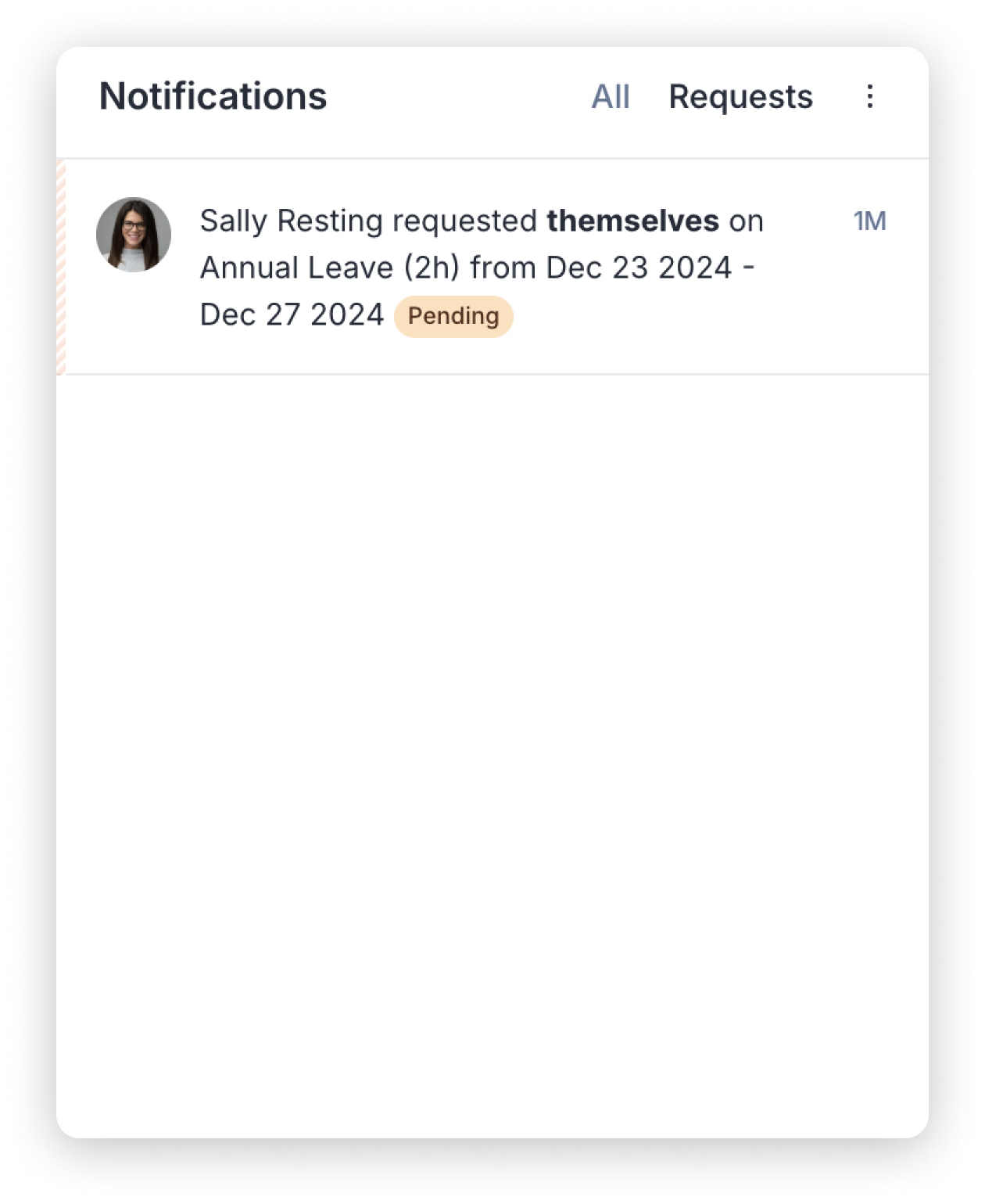 Pending time off in Requests