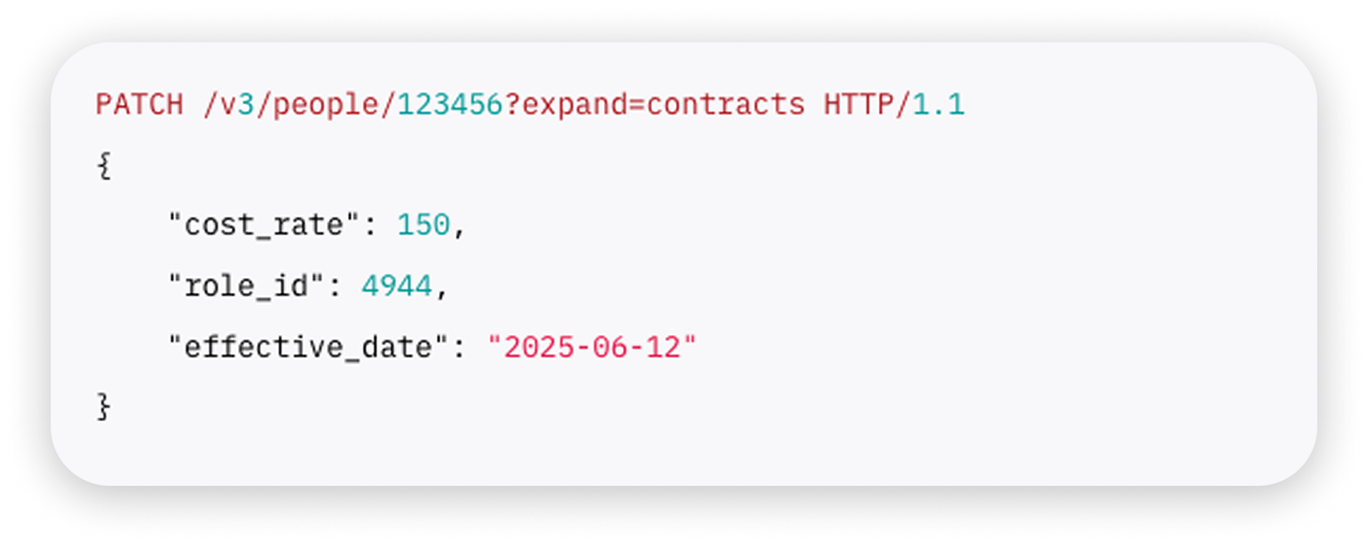 An image showing code from the Float API for cost rates